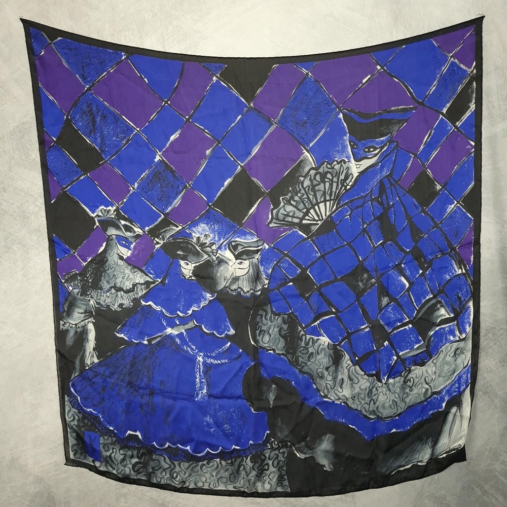 Yves Saint Laurent Scarf Womens One Size Purple Silk Masquerade Made In Italy